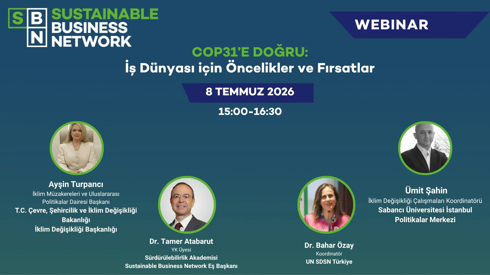 COP31'e Doğru: İş Dünyası için Öncelikler ve Fırsatlar Webinarı